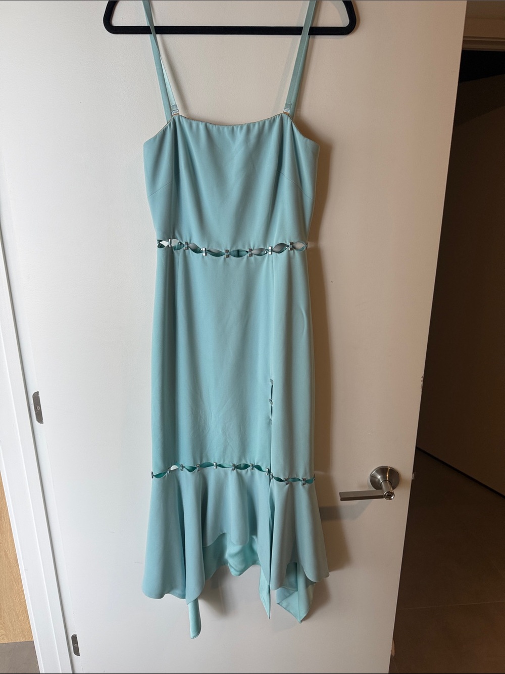 Jonathan Simkhai Mint Blue Spaghetti Strap High-Low Dress